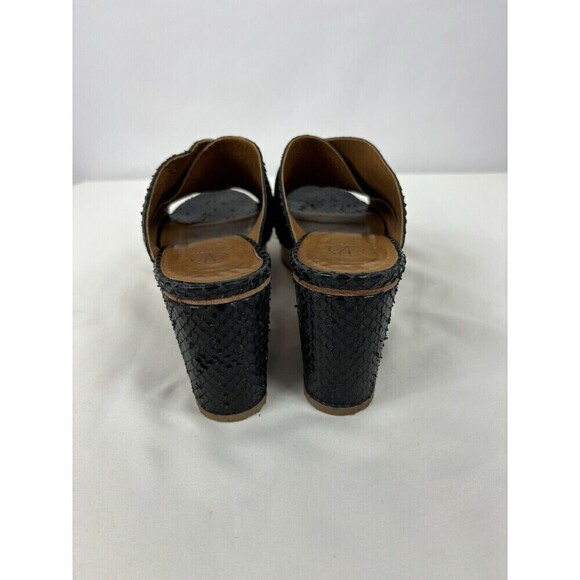 Coclico Richie Platform Sandals Black Snakeskin Snake 8 38.5 Block Heel - Picture 4 of 9